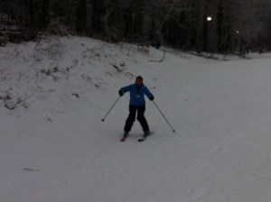 A newborn giraffe struggling to take its first steps? Nope - me on my first real slope!