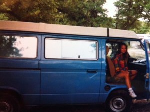 The van:) Notice my fashionable early 90s plaid flannel in the heat of a Texas summer!
